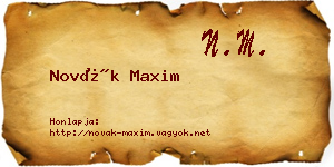 Novák Maxim névjegykártya